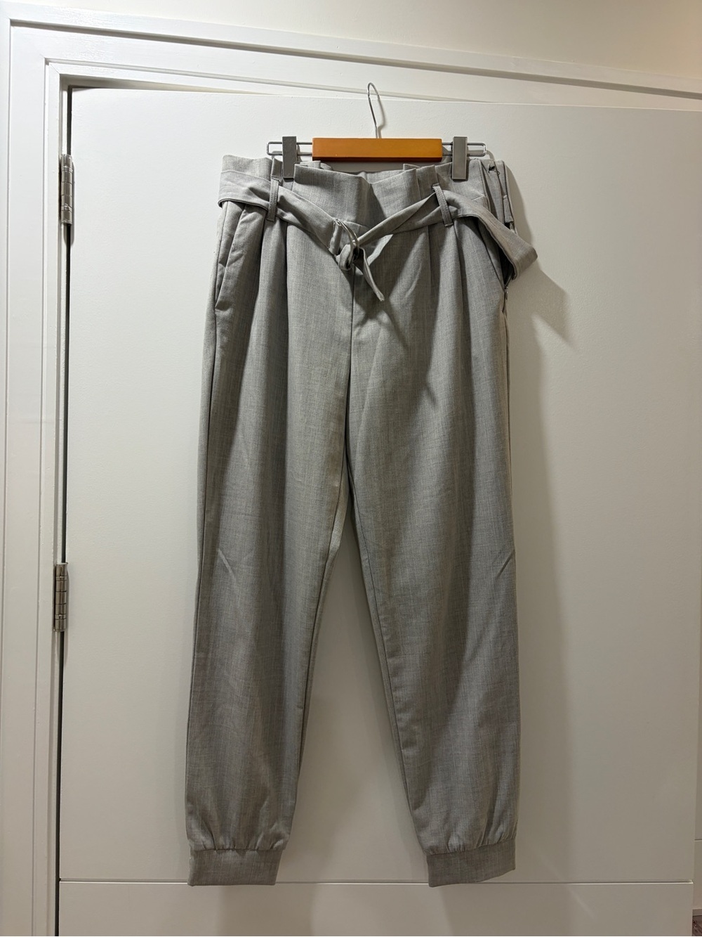 Dynamite Light Gray Paperbag Waist Tailored belted dress Pants